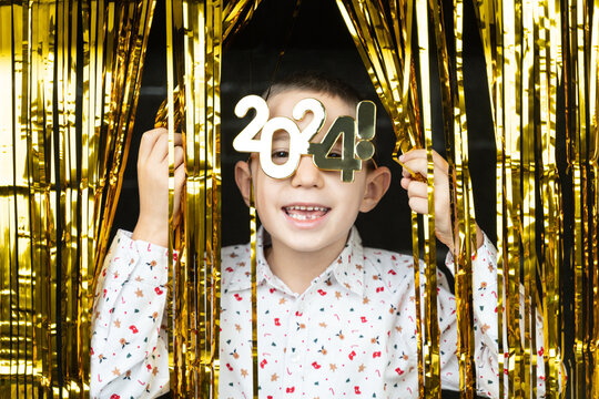 Sweet Little Boy Celebrating New Years Eve. 2024!