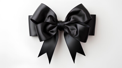 Black Christmas gift ribbon. Plain white background.
