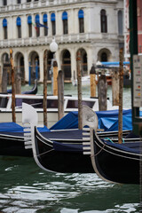 Gondola boats in Grand Canal. Venice - 5 May, 2019