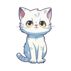 cat sit cartoon sticker, transparent background