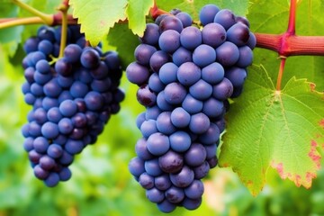 macro photo of organic grape cluster on vine