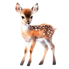 Watercolor cute deer. Baby cute animal white-tailed deer. - 682165471