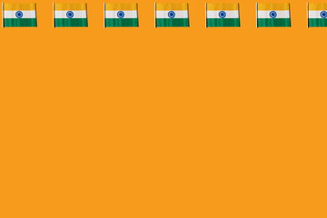 Pattern of flags of the Republic of India, on top, on orange background. Concept of Republic Day of...