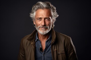 Fototapeta premium Portrait of a handsome smiling, happy and pleased man with positive vibes. Human person dressed in fashionable, colorful and fun clothes. Generative AI, AI