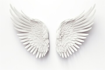 Fototapeta premium Layout 3D Angel Wing On White Background