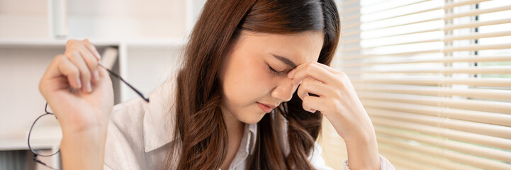 Young woman stressed or worried about doing a wrong job, Despair or disappointment, Sad feeling, Suffering, Desperate, Hopeless, Fail, disastrous, bankrupt, Scared, panicky, Failure of life.