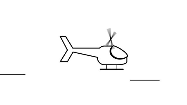 Animated helicopter icon on a white background.
