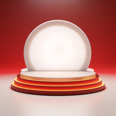 red podium for business promotion
