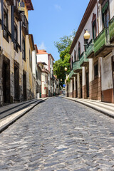 Cobbled street with no traffic or people, Funchal, Madeira