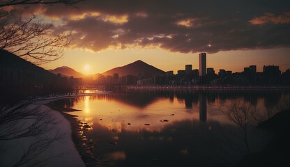 sunrise over the Seoul city
