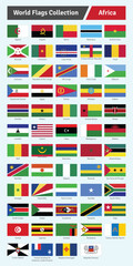 All Official African Country flags With Names Vector Set. Africa Continent Flags