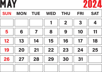 template Calendar of 2024  Printable