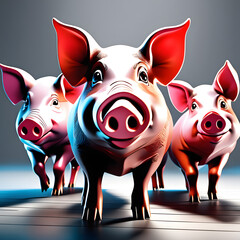 Pink pigs, AI-Generatet - obrazy, fototapety, plakaty