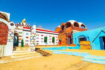 Colorful bright houses of a Nubian village.