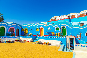 Colorful bright houses of a Nubian village.