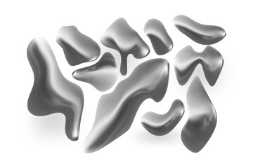 Fluid metallic forms Render of 3d metal