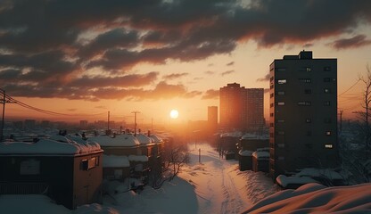 sunrise over the Japan city