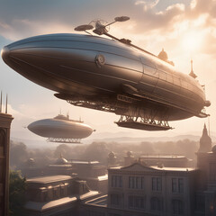 airship at sky, AI-Generatet