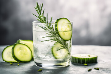 Cucumber and rosemary gin tonic cocktail drink 