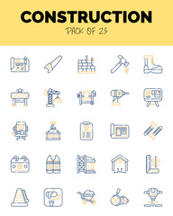 set of Construction Two Color icons for logo & web. Vector illustration