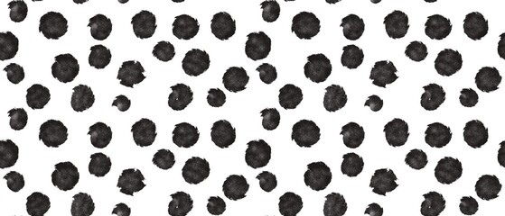 Seamless abstract textured pattern. Simple background black and white texture. Digital brush strokes background. Dots, circles. Design for textile fabrics, wrapping paper, background, wallpaper, cover