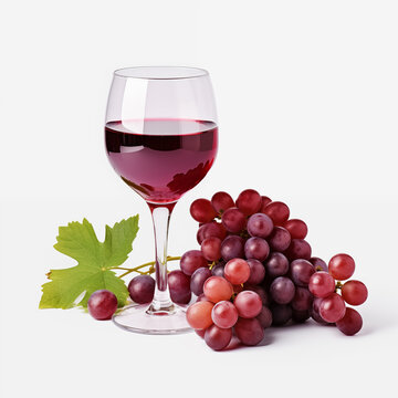 Grape juice in a wine glass with a white background image or isolate that is easy to use. Ai generate