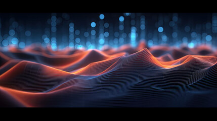 Abstract blue technology background with a cyber network grid and connected particles. Artificial neurons, global data connections.futuristic ,Digital abstract background