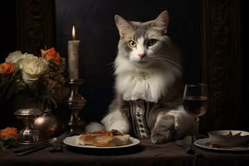 Cat dressed in Venetian style.