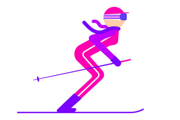 Obraz premium Female skier clip art. Flat vector illustration