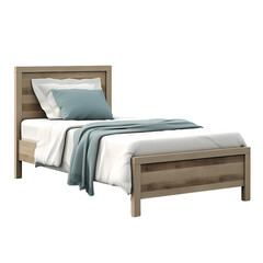 Queen size bed on transparent background, white background, isolated, bed illustration