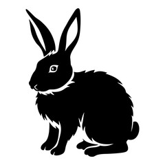Rabbit Silhouette Isolated on White Background. Vector Illustration