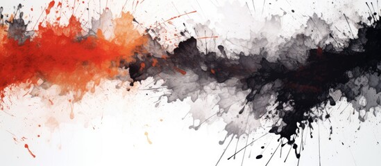 The abstract texture of the design is isolated in a white background, framed by an artful combination of white paint and grunge brush strokes, creating a border of lines that set the ink stains in