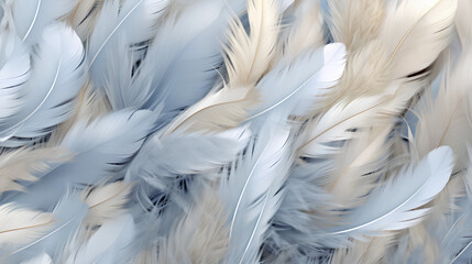 Ethereal Feathers Dance: Taupe and Sapphire Gradient Background, Infused with Gentle Weightlessness, Airy Design, Minimalist Softness, and Delicate Texture 