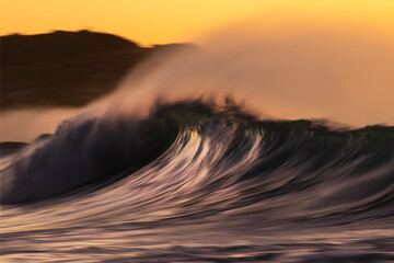 Slow shutter speed image of a breaking wave, Australia