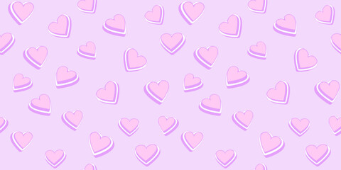 Monochrome pastel gently purple pattern hearts background. Vector cute hearts intertwined in a seamless pattern. Template for hearts textile design, paper, wallpaper