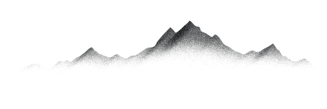 Imitation of a mountain landscape, noisy stippled grainy texture, banner