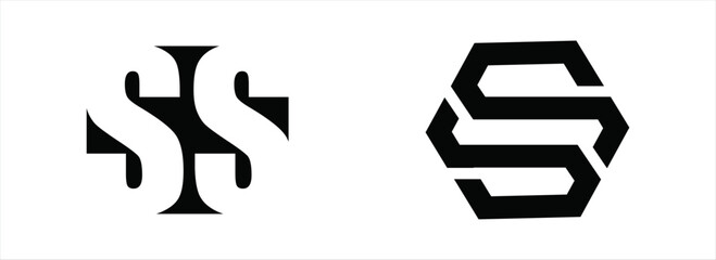 Design a corporate branding logo featuring the letters SS in a geometric format, presented in a monochromatic black and white color scheme.