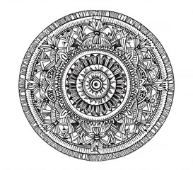 Schwarz weiß Zeichnung eines Mandala oder Chakra