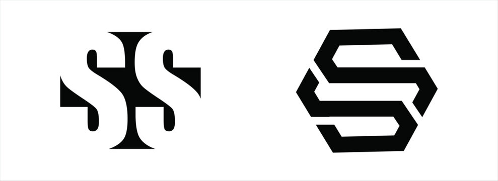 Design a corporate branding logo featuring the letters SS in a geometric format, presented in a monochromatic black and white color scheme.