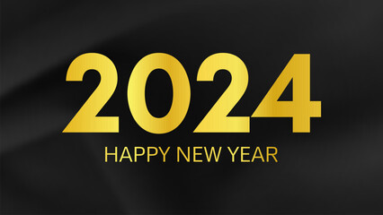 2024 Happy New Year on dark silk background