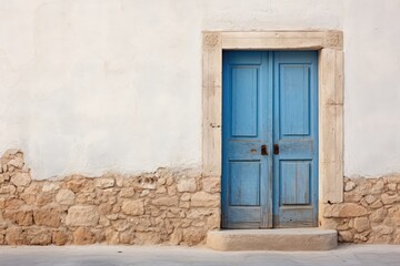 Fototapeta na wymiar blue old closed door house entrance