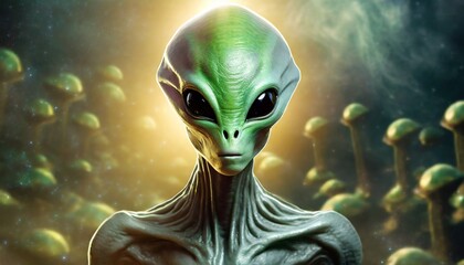 Alien invasion fantasy extraterrestrial close up - obrazy, fototapety, plakaty