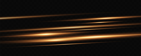 
Set of golden horizontal highlights. Laser beams, horizontal light lines. Set of transparent vector glow light effects, explosion, shine, spark, solar flare.