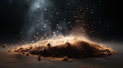 dust splash and bokeh on a dark background