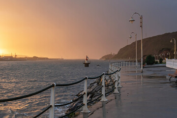 Stormy sunset in the Ría de Aviles, Asturias