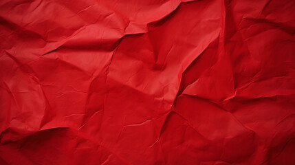 Fototapeta premium Red crumpled paper texture. Blank background with creases. Generative AI