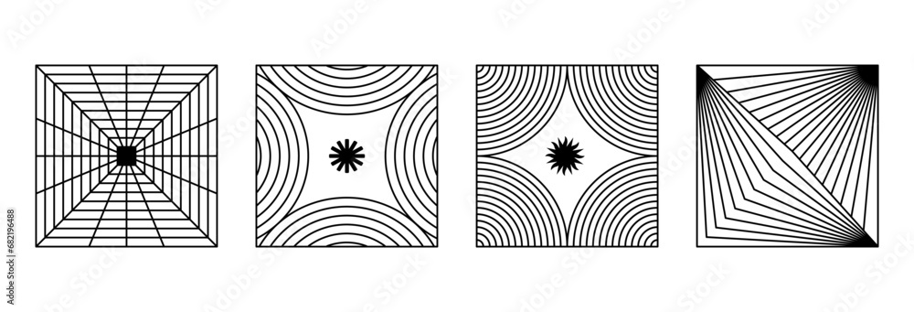 Leinwandbilder Vector set of design elements and illustrations in simple minimalist linear style - abstract forms and shapes, wall art prints, minimalistic geometric posters