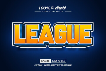 League text in esport style, editable 3d text effect template
