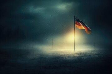 German Flag, Fog, Night Light