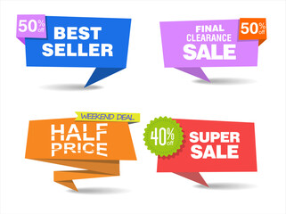 Set of discount price badges and sale stickers isolated on white background vector 